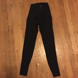 black high waist leggings with mesh stripes